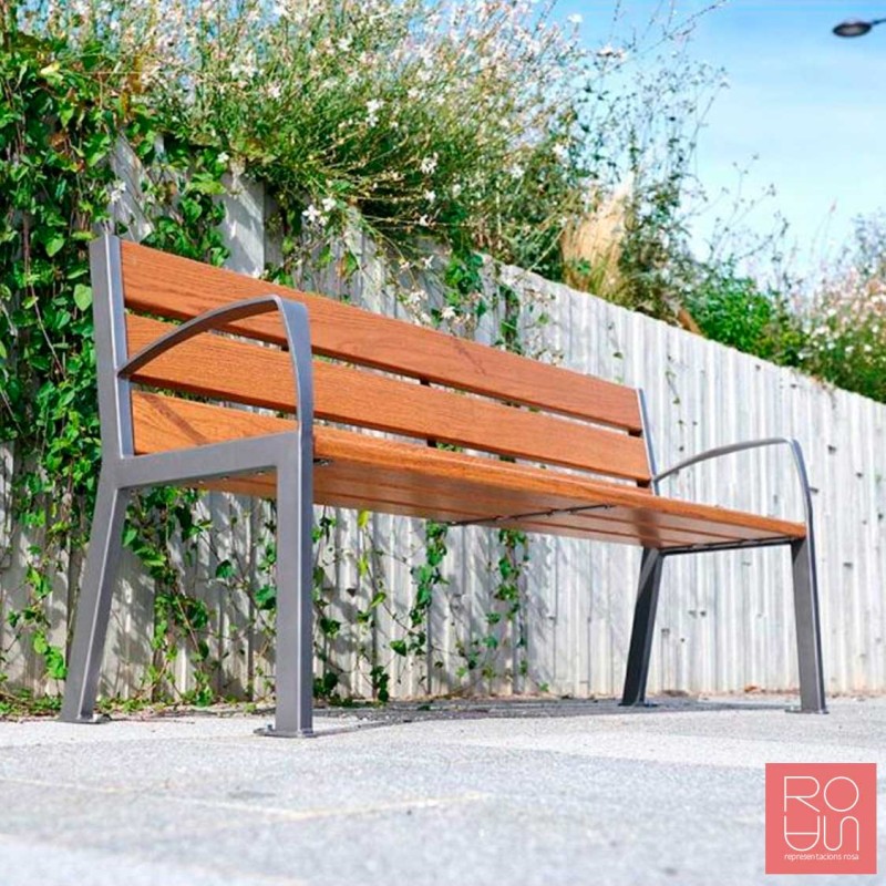 Banc Silaos en acer i fusta Roure PEFC